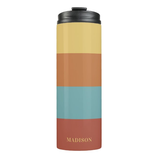 Garrafa Térmica Padrão de Stripes de Nome Personalizado (Frente)