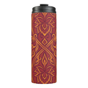 Garrafa Térmica Padrão de tapeçaria Lotus Luxe - O Lotus Branco