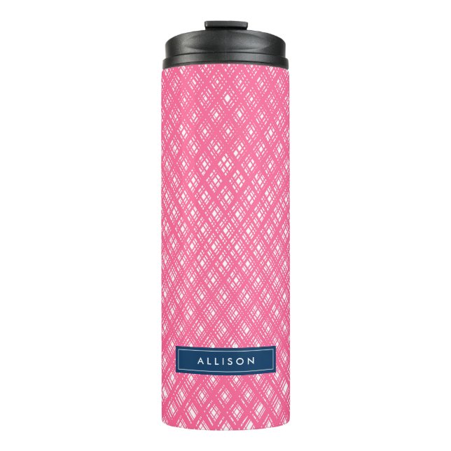 Garrafa Térmica Padrão de Traços de Linha Rosa abstrato (Frente)