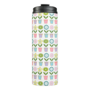 Garrafa Térmica Padrão de Vasos de Flores Pastel Adoráveis