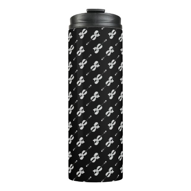 Garrafa Térmica Padrão de Violino - Preto e Branco (Frente)