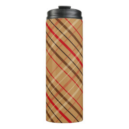 GARRAFA TÉRMICA PADRÃO DE XADREZ DE FERIADO VERMELHO E MARIDO