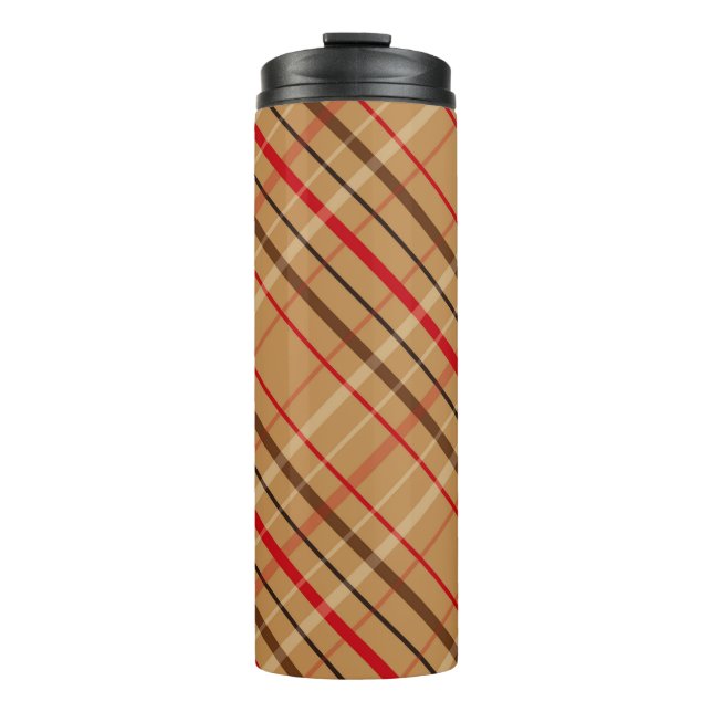 GARRAFA TÉRMICA  PADRÃO DE XADREZ DE FERIADO VERMELHO E MARIDO (Frente)