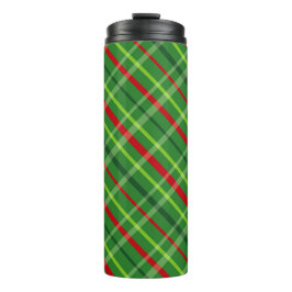 GARRAFA TÉRMICA PADRÃO DE XADREZ DE NATAL VERDE E VERDE