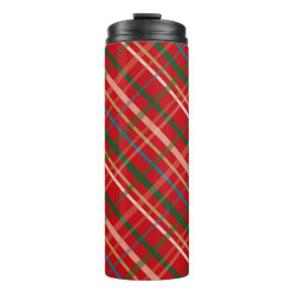 GARRAFA TÉRMICA PADRÃO DE XADREZ DE NATAL VERDE E VERDE