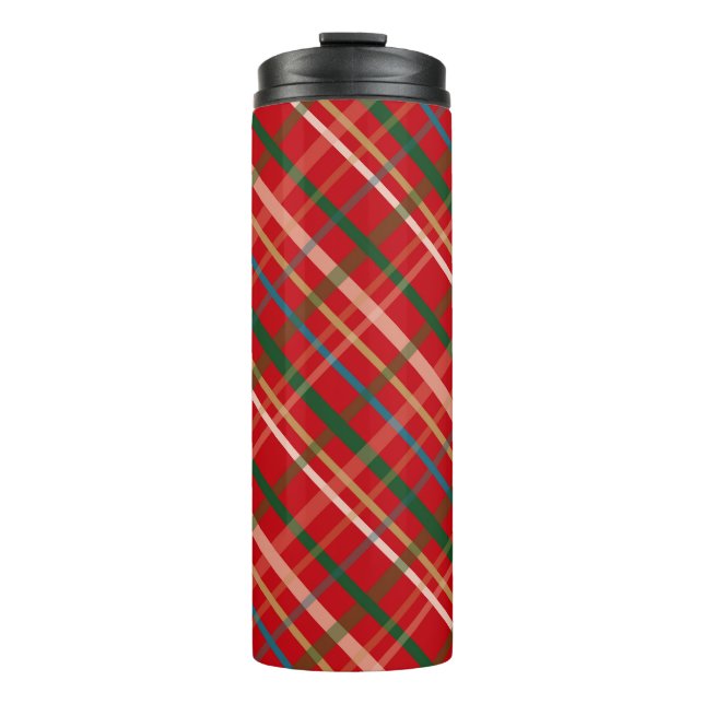 GARRAFA TÉRMICA  PADRÃO DE XADREZ DE NATAL VERDE E VERDE (Frente)