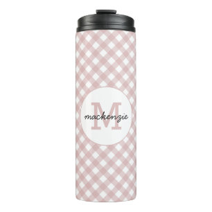 Garrafa Térmica Padrão de Xadrez de Sombreamento Rosa Maciço Minim