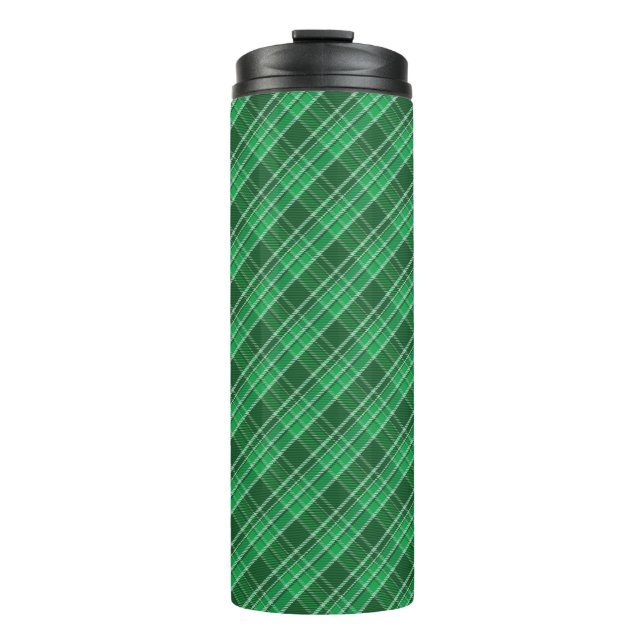 Garrafa Térmica Padrão de Xadrez do Tartan Swahili Verde (Frente)