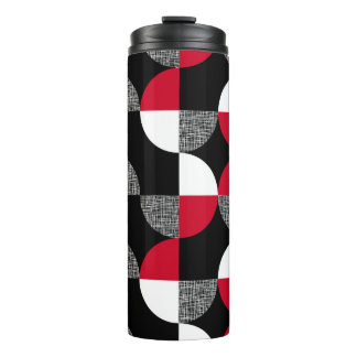 Garrafa Térmica Padrão de xadrez geométrico preto, vermelho e bran