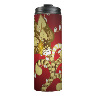 Garrafa Térmica Padrão decorativo venenoso em vermelho, amarelo e 