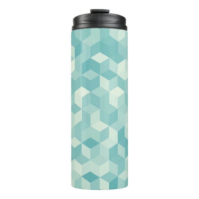 Garrafa Térmica Padrão descontínuo azul-claro hexagonal (Frente)