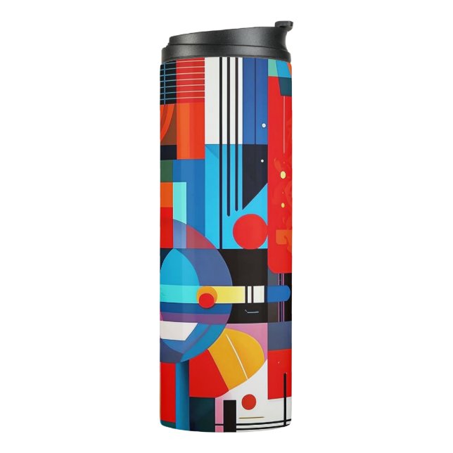 Garrafa Térmica Padrão digital geométrico de abstrato moderno 47 (Giro à esquerda)