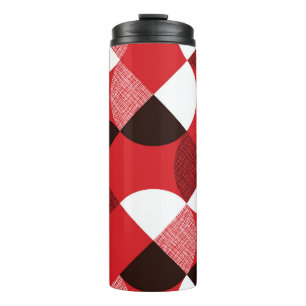 Garrafa Térmica Padrão Dinâmico Diagonal Texturizado Vermelho
