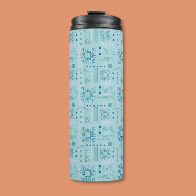 Garrafa Térmica Padrão do Conselho do Circuito Azul e Teal (Criador carregado)