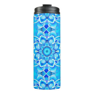 Garrafa Térmica Padrão do Sky Blue e Cobalt Batik Mandala