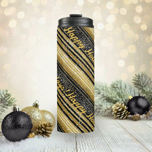 Garrafa Térmica Padrão Dourado de Natal preto nº 28 ID1009