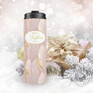 Garrafa Térmica Padrão Dourado de Natal rosa nº 29 ID1009