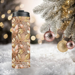 Garrafa Térmica Padrão Dourado de Natal rosa nº 8 ID1009