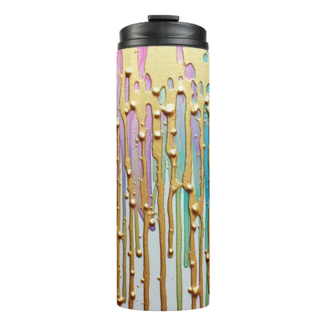 Garrafa Térmica PADRÃO DRIP Dourado COM CORES BRILHANTES (Frente)