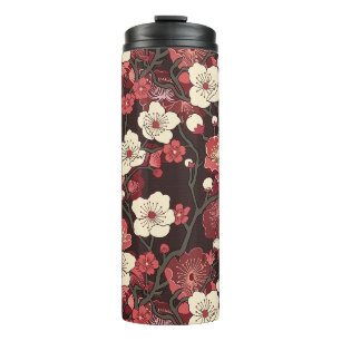 Garrafa Térmica Padrão Elegante De Flor De Cereja Sem Costura (16)
