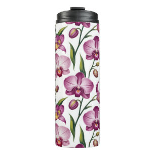 Garrafa Térmica Padrão Elegante e Contínuo de Orquídea Roxa e Rosa