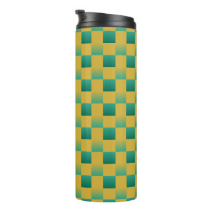 Garrafa Térmica Padrão elegante em verde e ouro