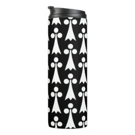 Garrafa Térmica Padrão Ermine, Padrão Medieval, Branco em Preto