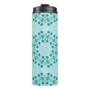 Garrafa Térmica Padrão Floral, Azul Teal