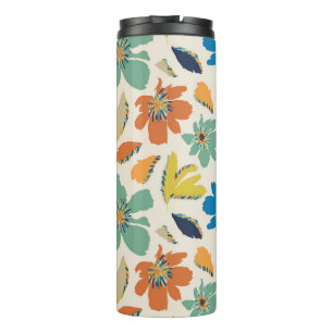 Garrafa Térmica Padrão Floral Boho Desenhado à Mão Abstrato