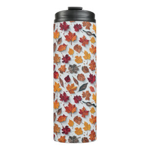 Garrafa Térmica Padrão floral com folhas caídas 4 - Tumbler