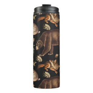 Garrafa Térmica Padrão Floral De Animais Da Floresta Whimsical