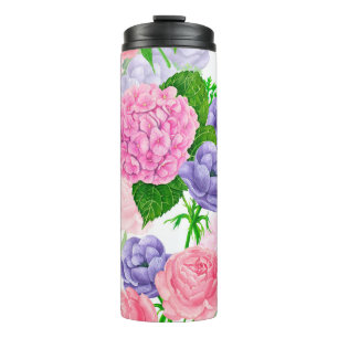 Garrafa Térmica Padrão floral de aquarela