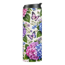 Padrão Floral de Borboleta Hortênsia Enfeitiçada