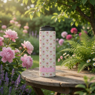 Garrafa Térmica Padrão Floral de Bordado Cruzado Folclórico Person