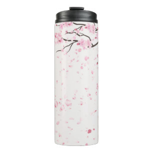 Garrafa Térmica Padrão Floral de Cerejeira Rosa Elegante Térmico