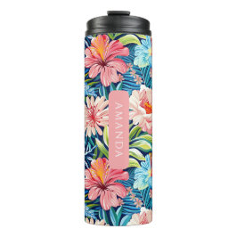 Garrafa Térmica Padrão Floral de Flores Tropicais Botânicas de Ver