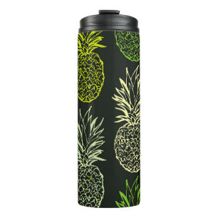 Garrafa Térmica Padrão floral de rabisco desenhado à mão. Palm lea