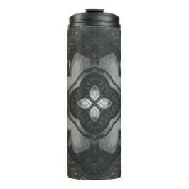 Garrafa Térmica Padrão Floral do Lápis Negro da cinza