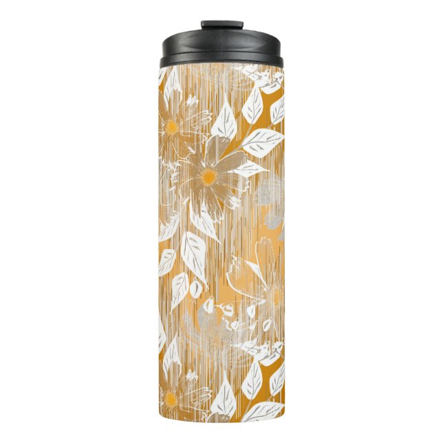 Garrafa Térmica Padrão floral elegante. (Frente)