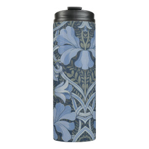Garrafa Térmica Padrão Floral Elegante em Aquarela Azul