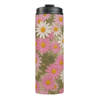 Garrafa Térmica Padrão Floral Margarida Retro Estética Design