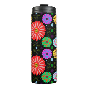 Garrafa Térmica Padrão Floral Retro Brilhante Arte Folclórica Colo