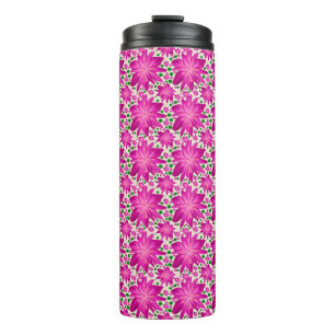Garrafa Térmica Padrão Floral Seamless Rosa Quente