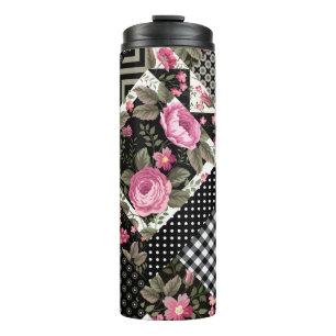 Garrafa Térmica padrão floral sem costura com geometria
