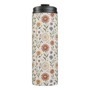 Garrafa Térmica Padrão Floral Sem Costura de Remendo de Flores Sil