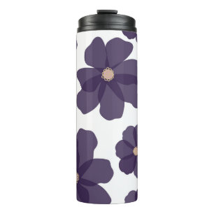 Garrafa Térmica Padrão floral sem soldadura com cauda roxa desenha