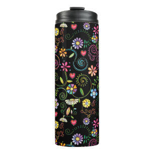 Garrafa Térmica Padrão floral sem soldadura corante de alça desenh