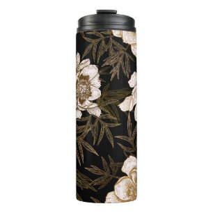 Garrafa Térmica Padrão floral sem soldadura. Farinhas de jardim e