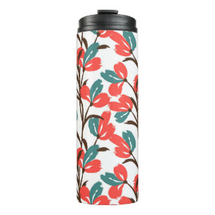 Garrafa Térmica Padrão floral sem soldadura. Fundo floral bonito.