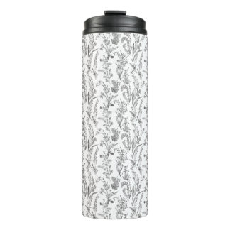 Garrafa Térmica Padrão Floral Toile Preto e Branco Antigo